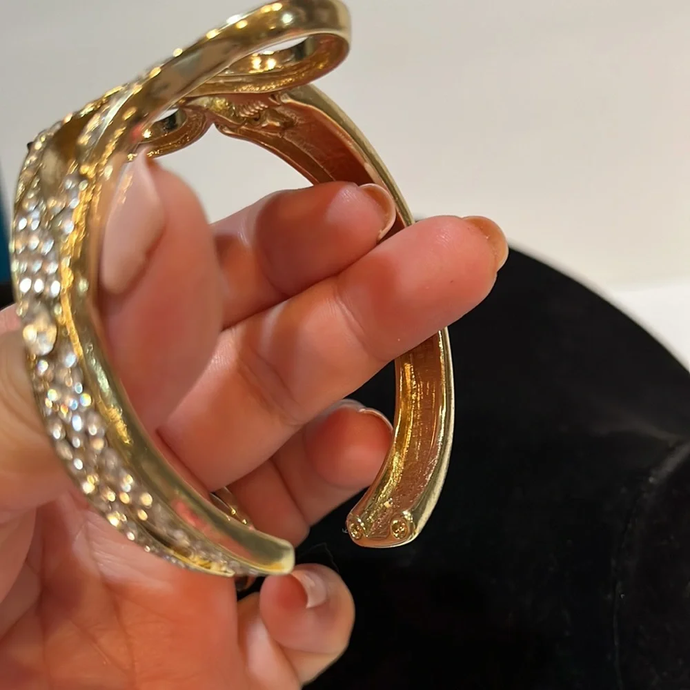 Gold Tone Rhinestone Cuff Bracelet